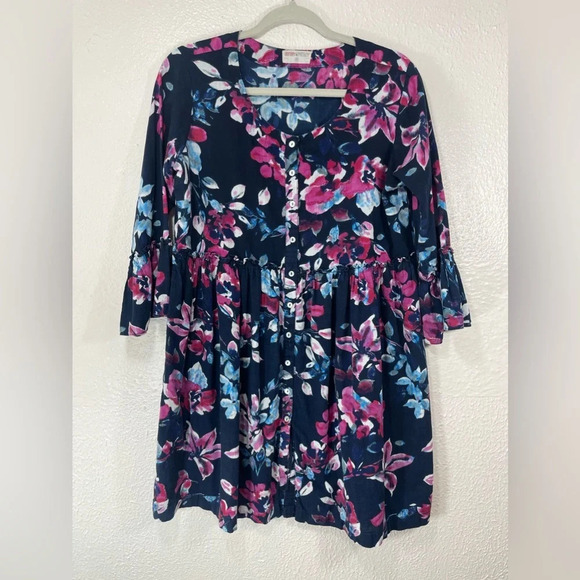 Bombay Paisley Floral Cotton Button Down Tunic Dress Women’s Medium - Picture 11 of 11